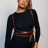classic leather wrap harness.