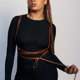 classic leather wrap harness.