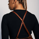 classic leather wrap harness.