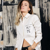 pet me studded classic button down blouse.
