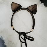 felix leather cat ears headband.