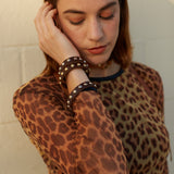 Sheena Studded Leather x4 Bracelet Stack.