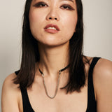 matrix metal choker with chain.