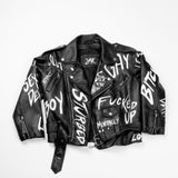 sticks and stones. a leather jacket.